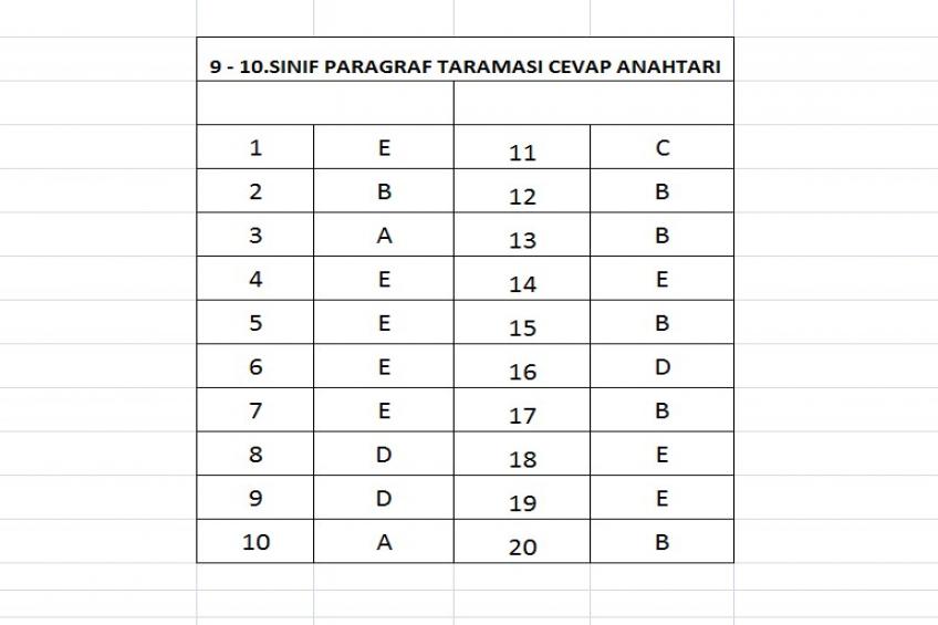 9 VE 10.SINIF PARAGRAF TARAMASI CEVAP ANAHTARI